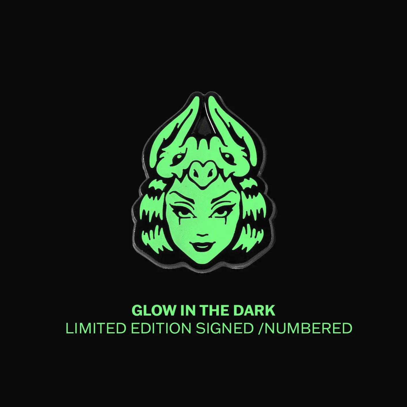 Glow in the Dark Vintage Batgirl Face Enamel Pin AFTERHOURSFUN