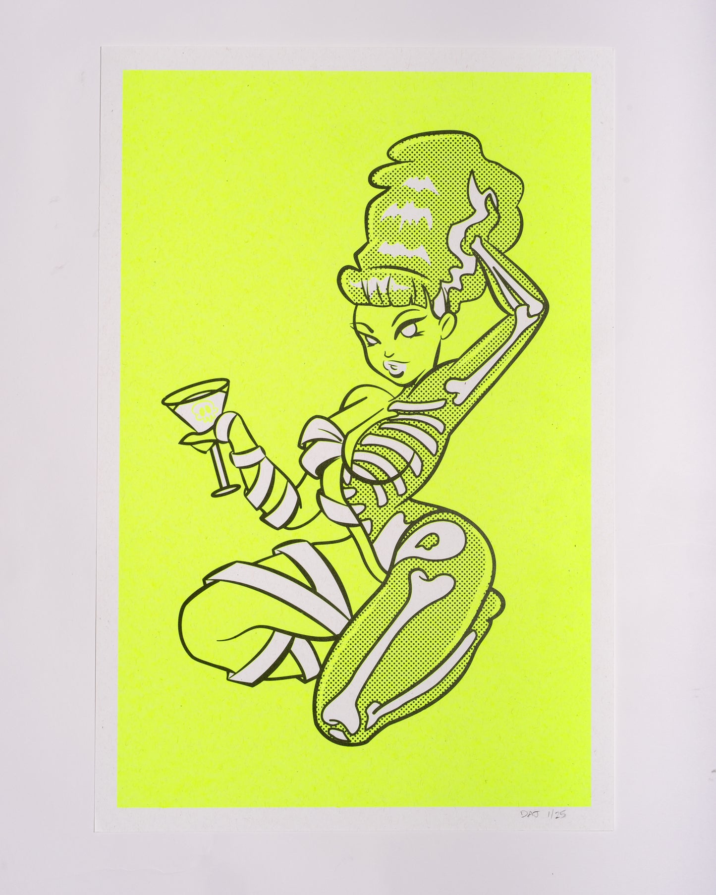 BRIDE BONES© ELECTRIC LIME SCREEN PRINTED POSTER 12.5 x 19 inches