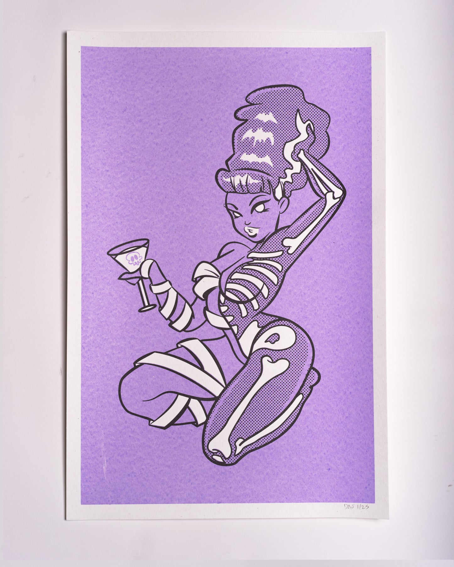 BRIDE BONES© GHOULISH PURPLE SCREEN PRINTED POSTER 12.5 x 19 inches