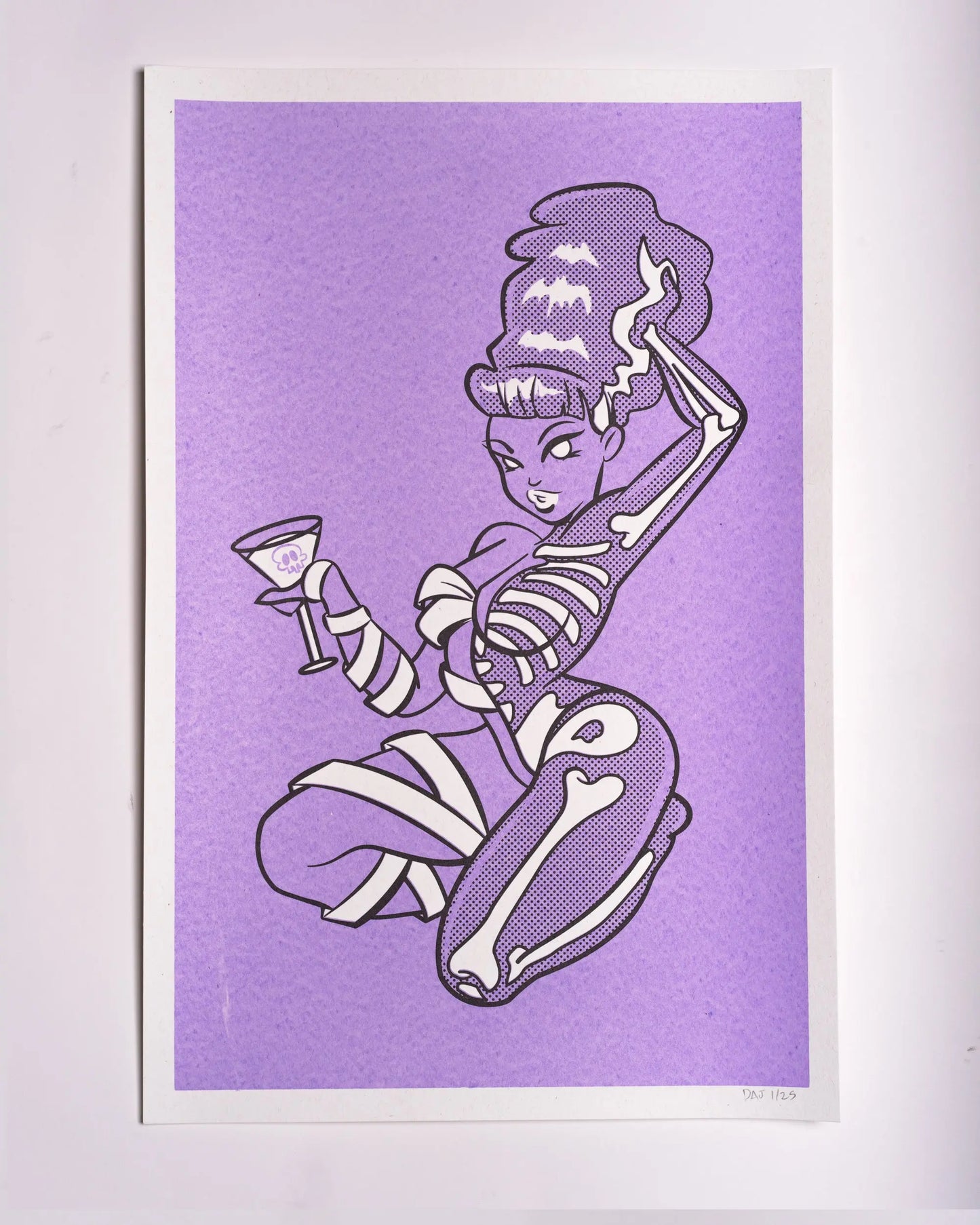 BRIDE BONES© GHOULISH PURPLE SCREEN PRINTED POSTER 12.5 x 19 inches AFTERHOURSFUN