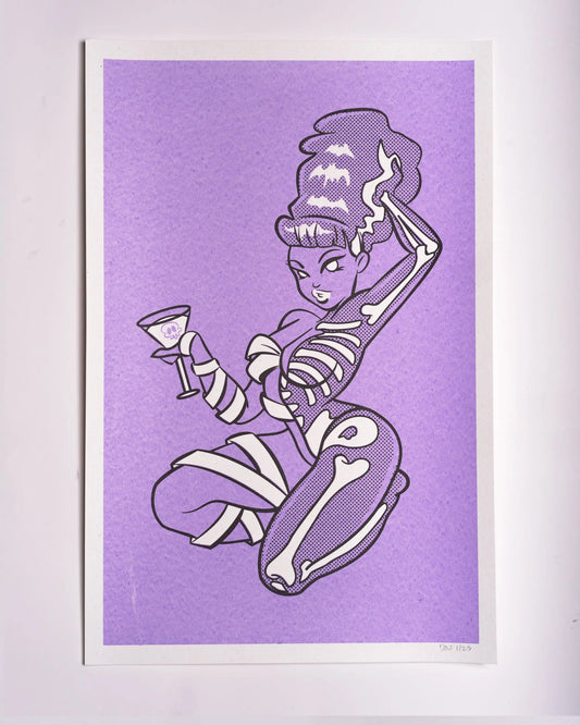 BRIDE BONES© GHOULISH PURPLE SCREEN PRINTED POSTER 12.5 x 19 inches AFTERHOURSFUN