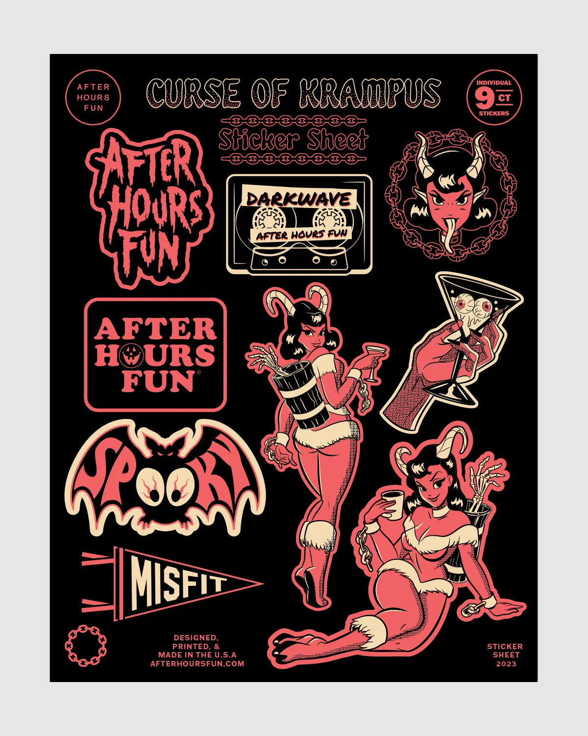 Krampus Sticker Sheet 8.5 x 11 AFTERHOURSFUN