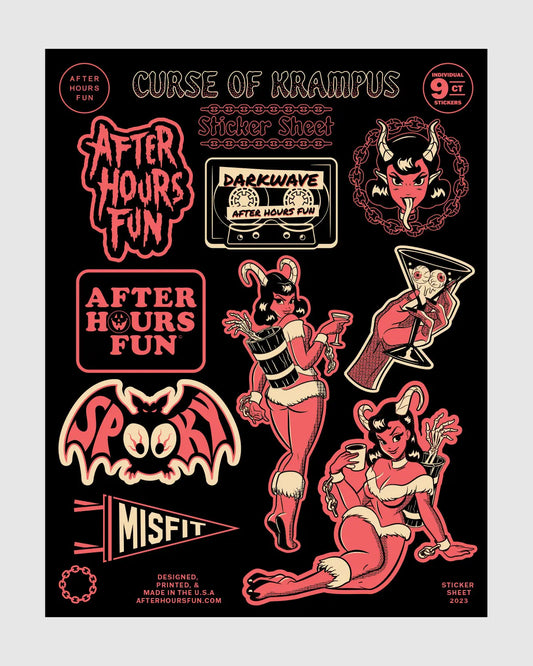 Krampus Sticker Sheet 8.5 x 11 AFTERHOURSFUN