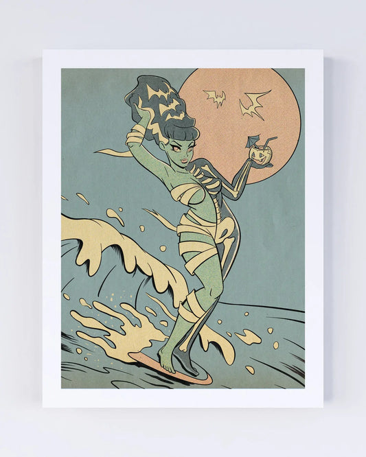 "RIDE THE WAVE BRIDE BONES" 11 X 14 PRINT AFTERHOURSFUN