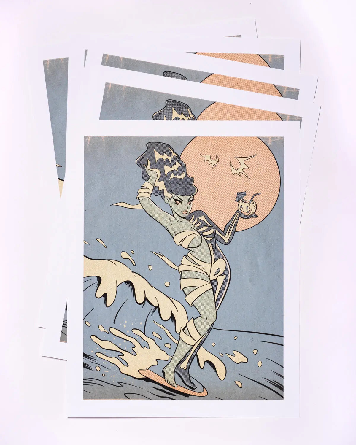 "RIDE THE WAVE BRIDE BONES" 11 X 14 PRINT AFTERHOURSFUN